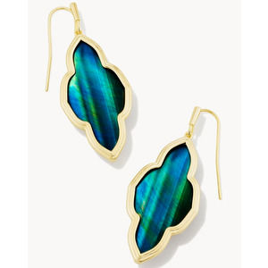 Framed Abbie Gold Drop Earrings in Teal Tiger's Eye